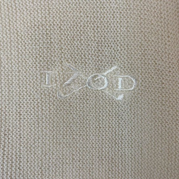 Vintage IZOD V-Neck Button-Front Golf Cardigan Mens XL Cream Long-Sleeve Sweater - Picture 8 of 11